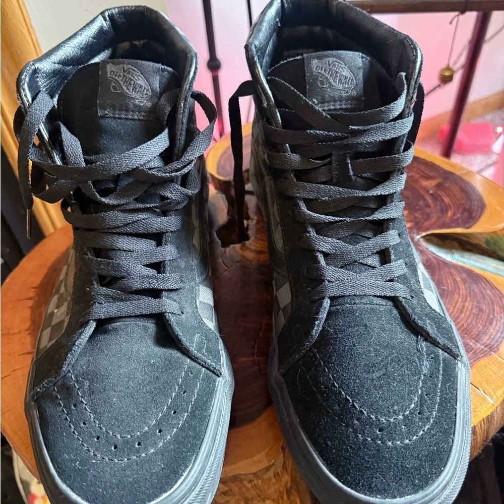 Vans Men's Sk8 His Black Checkered High-Top Sneakers size 10 - Picture 2 of 7